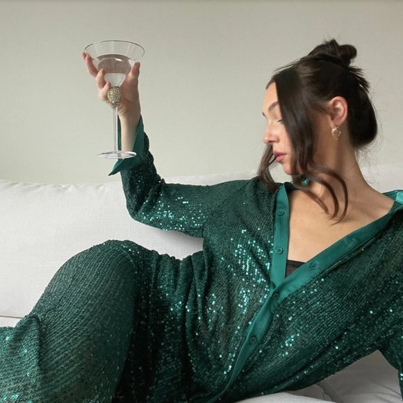Hokiis Studio 54 emerald top and pant - Picture 1 of 3